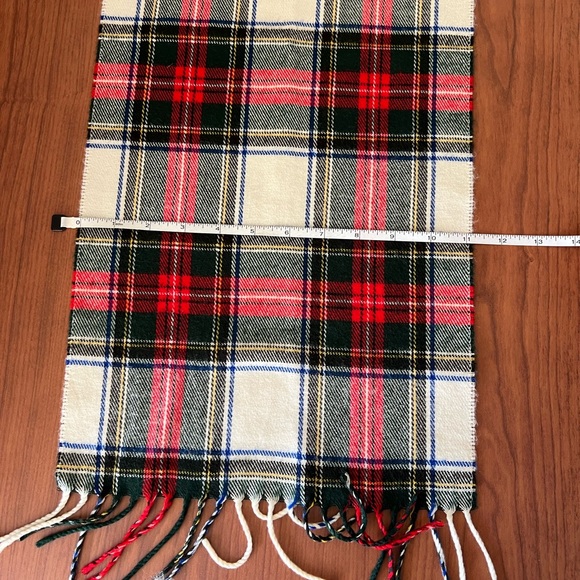 CHRISTIAN DIOR Cashmaire Acrylic Scarf Fringed Check Plaid Made In England 54x11 - Picture 6 of 9